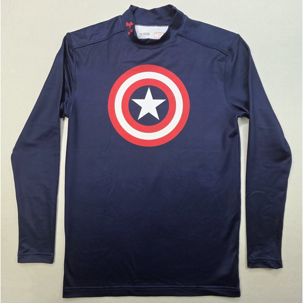 Under Armour Marvel Captain America Compression Shirt 2XL COLDGEAR Long Sleeve